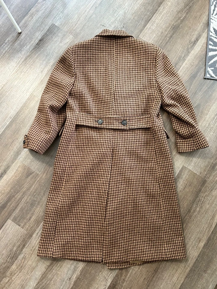 Polo Ralph Lauren EUC Harris Tweed brown houndstooth plaid DB coat 40R - Image 4 of 4