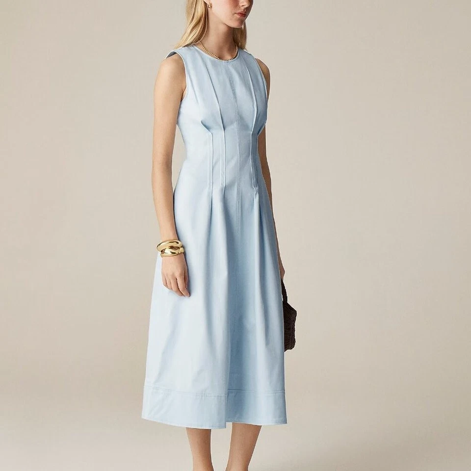 J. Vestido midi Crew Pintuck en sarga elástica talla 10 Edgewater Foto 2 de 4