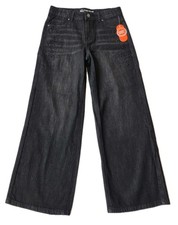 Wonder Nation Girl's Baggy Wide Leg Jean - high rise-Adjustable Waist Size 14