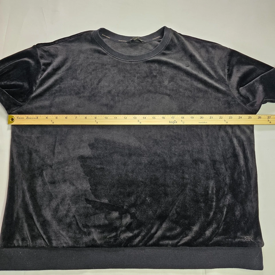 Sudadera de terciopelo negra XL Banana Republic para mujer - cuello redondo elástico suave Foto 3 de 4