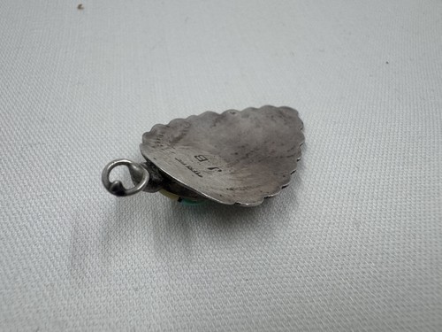 Vintage Native American Sterling Silver Turquoise Leaf?Arrowhead? Pendant - Afbeelding 2 van 6