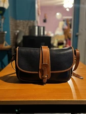 Vintage Dooney and Bourke Equestrian Riding Leather Crossbody Purse Black