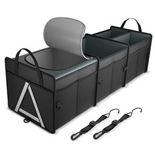 Sturdy Car Trunk Organizer with Premium Insulation Cooler Bag, 3 Large Black