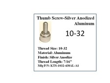 10-32 x 7/16 " Knurled Thumb Screw 50 Pieces Aluminum Silver Anodized Finish