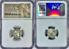 336-323 BC Macedon Alexander III Ancient Greek Silver Drachm NGC Choice AU