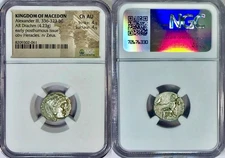 336-323 BC Macedon Alexander III Ancient Greek Silver Drachm NGC Choice AU