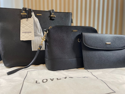  LOVEVOOK  Classic Black Purse/Work Tote Bag, Top Handle Shoulder Bag - Large