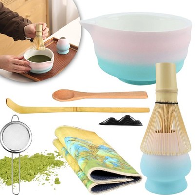 Matcha-Tee-Set 8-Teiliges, Matcha Schüsseln, Matcha-Schaufel (Chashaku), traditi