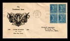 DR JIM STAMPS US COVER JAMES MONROE PRESIDENTIAL FDC BLOCK THERMOGRAPHED