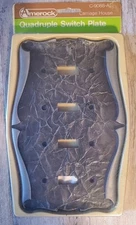 Vintage MCM Amerock Carriage House Quadraple, 4-Hole Light Switch Plate; NIP!