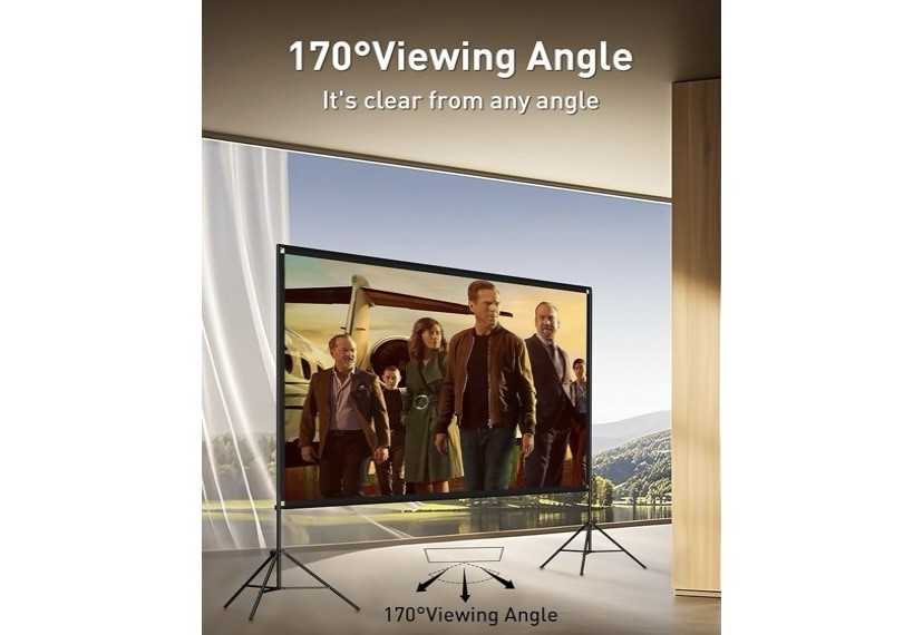 Projector Screen with Stand 120 Inch, Portable 16:9 4K HD Movie Screen