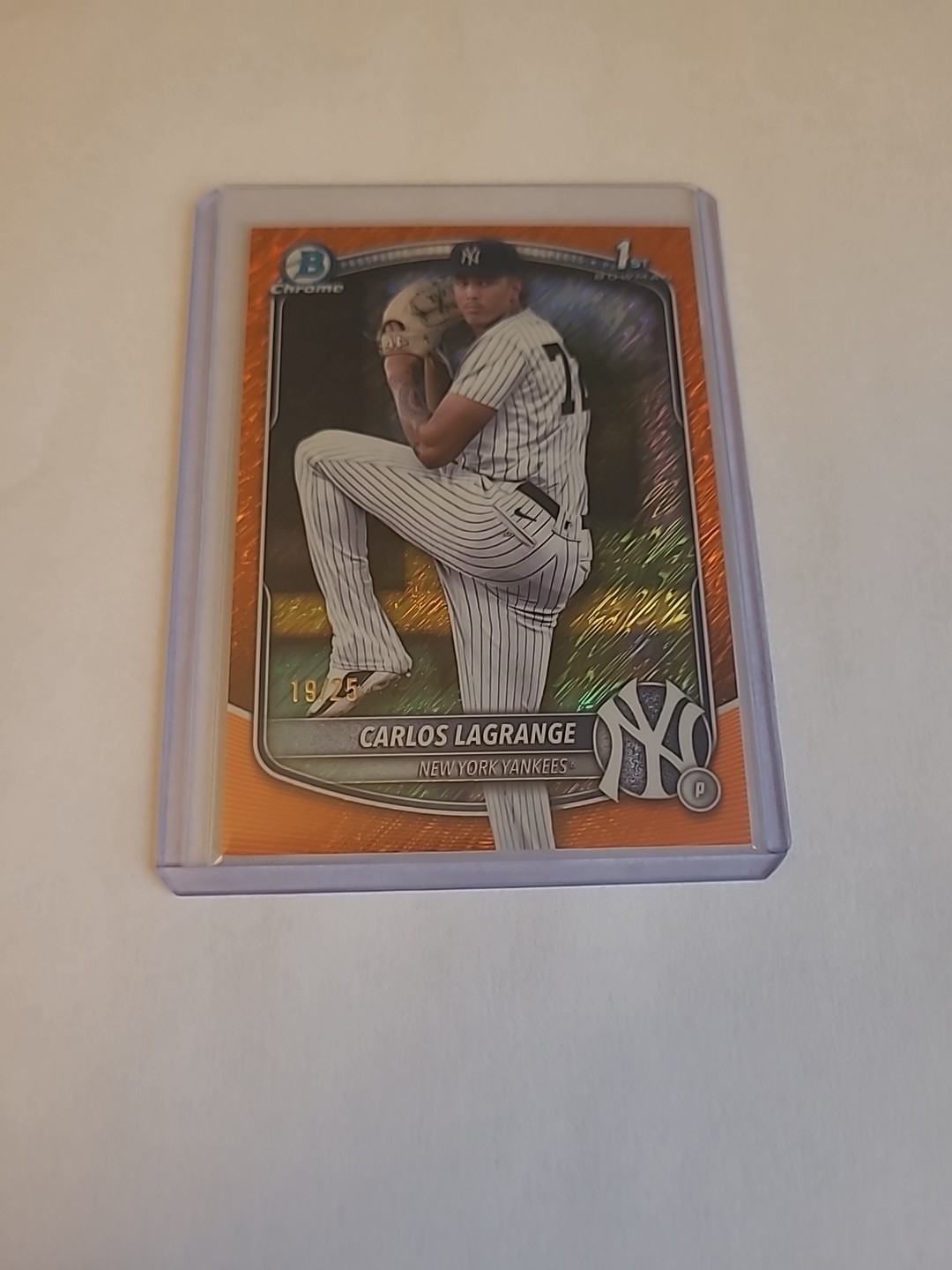 2025 Carlos Lagrange 1st Bowman Chrome Orange Shimmer Refractor /25 #BCP-202