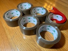 Brown Packing Tape With Dispenser 2.4 Mil 1.88 Inch X 60 Yards 6 Refills Rolls
