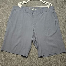 Hang Ten Men  s Hybrid Board Shorts 40 Blue Check Stretch Drawstring Quick Dry