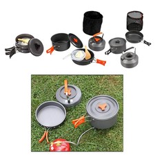 7/8 Pièces En Plein Air Batterie De Cuisine Pliant Camping Vaisselle Cuisson