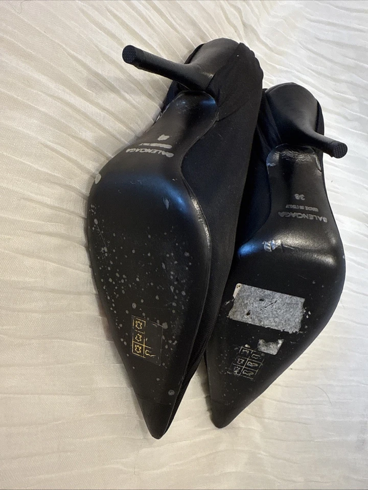 Zapatos de salón Balenciaga de tela de cuero con logotipo de cuchillo punta puntiaguda EUR 38 | US 8 | UK5 Foto 4 de 4