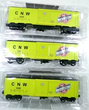 (3) O gauge Menards C & NW boxcars in original packages (lot 0271)