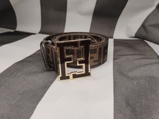 CINTURA FENDI ORO/MARRONE - Taglia 48/100 100% AUTENTICA USATA 