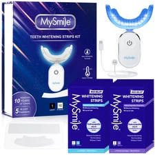MySmile 14PK Non-Slip Teeth Whitening Strips Kit with 28-LED Light NON Sensitive