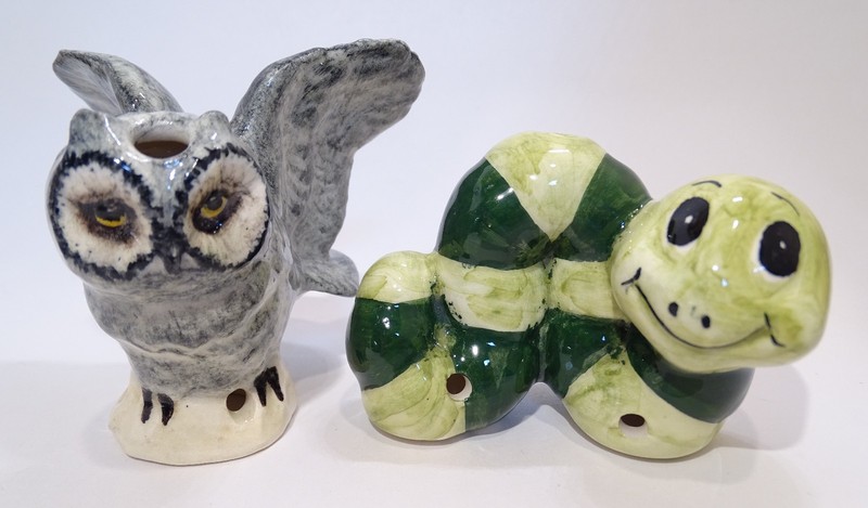 NQP - 2 BLP Babbacombe Pottery Pie Bird Vents * Owl Open Wings & Worm