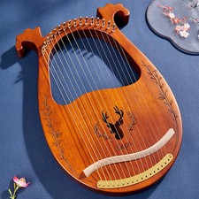 Mahogany Lyre Harp 16/21/24 Strings Wood Stringed Instrument w/ Tuning Wrench