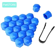 20x BOLT COVERS 17MM CAR WHEEL CAPS ABS BLUE UNIVERSAL NUT COVERS