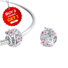 Butterfly In Garden Flower S925 Sterling Silver Bead Charm for Women Mum Nan