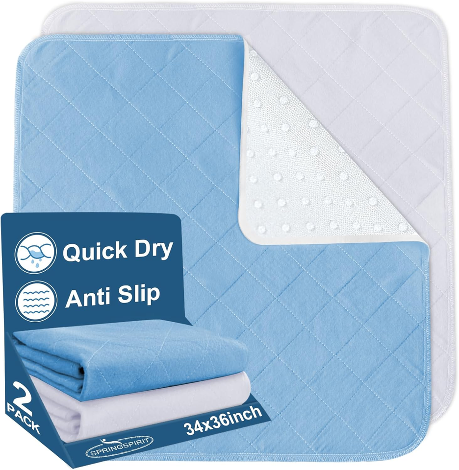2 X | Washable Bed Pad Protector With Tucks/Flaps | 85 Cm X 90 Cm - View #2