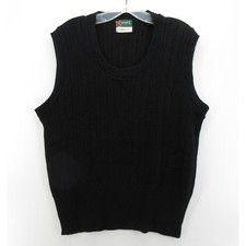 VINTAGE McGregor Sweater Men Large Black Vest 60s Ribbed Pullover Preppy Knit