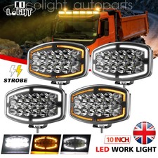 4X 10'' Led Jumbo Fog Spot Lights White Amber For Truck Lorry Volvo Renault DAF
