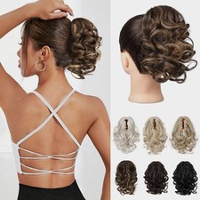 Ponytail Extension, 9" Claw Clip in Short Curly Wavy Pony Hair Extension Jaw ...