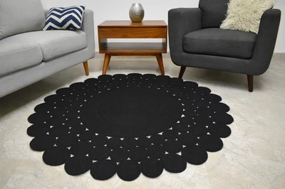 Round Jute Rug Handmade Area Rug 100% Natural Hand Braided Living Room Farmhouse - Image 1 of 4