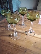Rarität: Val Saint Lambert Weinglas/Römer – Pistaziengrün -Jugendstil