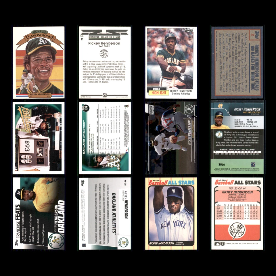 Lote 52 tarjetas de béisbol Rickey Henderson sin engaños colección Oakland como Yankees casi nuevas Foto 4 de 4