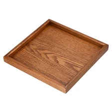 9.4" Wood Serving Tray Square Decorative Platter Home Kitchen Table, Brown