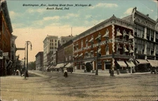 South Bend Indiana Washington Ave mailed 1911 to Burnips Corners MI postcard