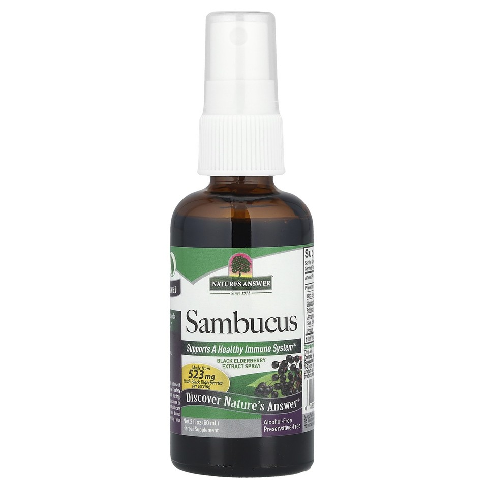Sambucus, Black Elderberry Extract Spray, Alcohol-Free, 2 fl oz (60 ml)