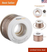 Crystal-Clear 16-Gauge Speaker Wire Cable - 50 Feet, Copper, and Polarity Marked