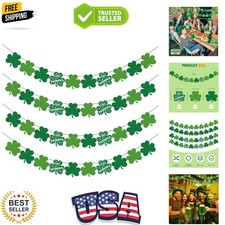 St Patricks Day Decorations - 40 Pack Shamrock Clover Banner - Shamrock Decor...