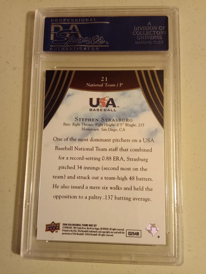 2008 Upper Deck Stephen Strasburg #21 Graded PSA 10 GEM MINT Rookie Baseball - Image 2 of 2