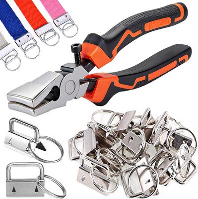 Key Fob Hardware Set with Pliers Tool (50 Pcs) | 1 Inch Lanyard Keychain Hardwar