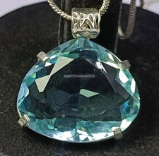 IGL Certified 64.00 Ct Natural Aquamarine Pear Cut Pendant 925 Sterling 5DJU