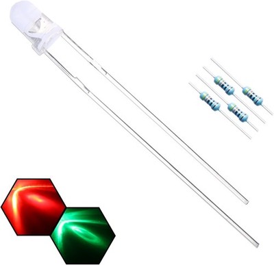 100pcs Red Green 3mm Blinking LED Diodes, 1.5Hz Flashing Bi Color Alternate