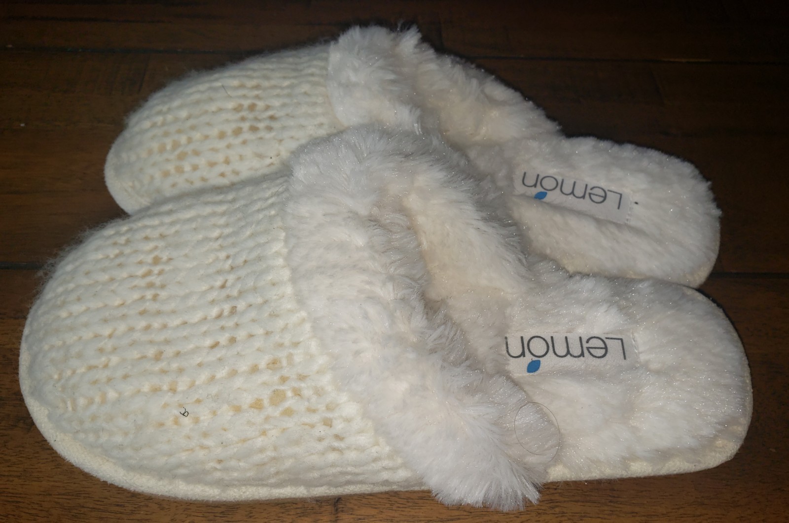 PANTOFOLA D’ORO LEMON Pantofole comode panna antiscivolo avorio maglia peluche pelliccia sintetica taglia M