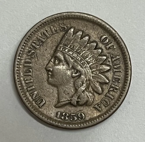 1859 Indian Cent Copper Nickel Very Fine Condition Better Date