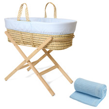 Clair de Lune Stripe Palm Moses Basket Essential Special Buy Bundle 75 x 28 cm