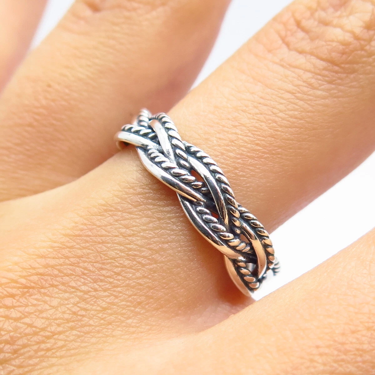 Silver braided ring sale