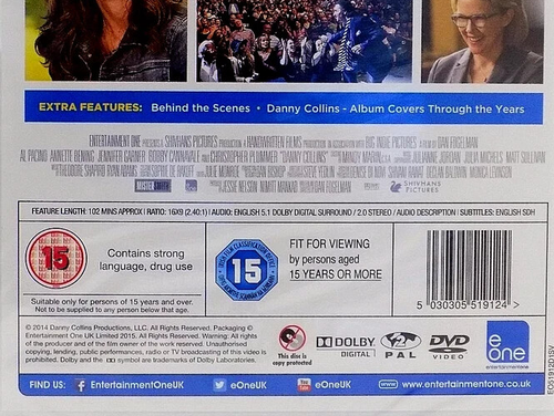 Danny Collins DVD (2015) R2 Al Pacino, Jennifer Garner, Annette Bening - New - Picture 4 of 4