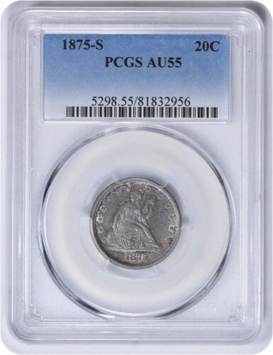 1875-S Twenty Cent Piece AU55 PCGS - Picture 1 of 2