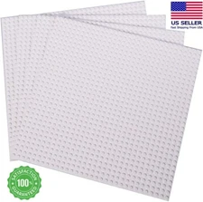 4Pcs White 10"x10" building Baseplate Classic Bricks Compatible All Major Brands